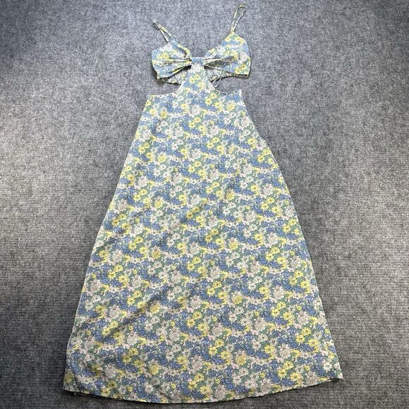 Lulu's Dresses & Skirts - Lulus Dress Womens Small Blue Floral Print Cutouts Maxi Slit It's a Perfect Pick